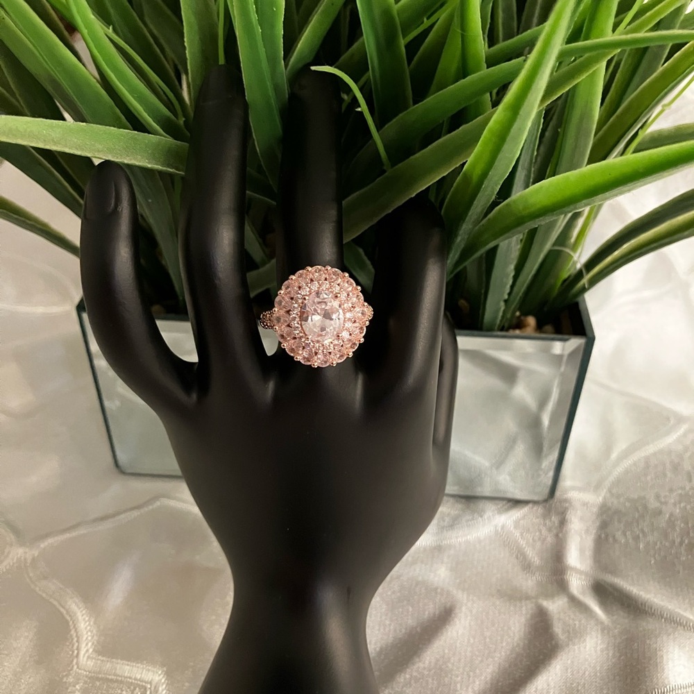 Radiant Rose Gold plated Halo Ring